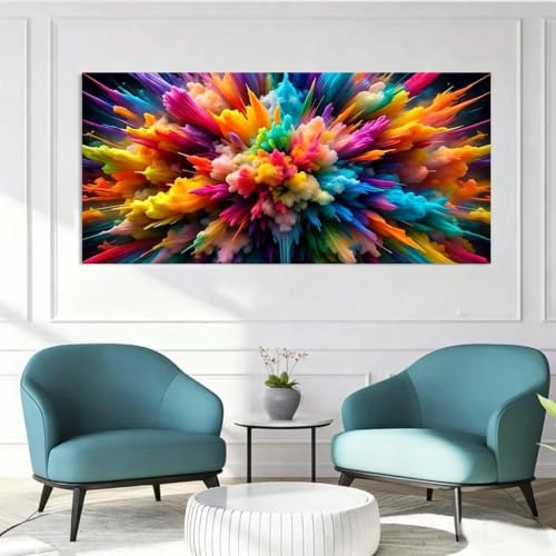 Tableau sur toile abstrait moderne multicolore pour salon 20x40 cm