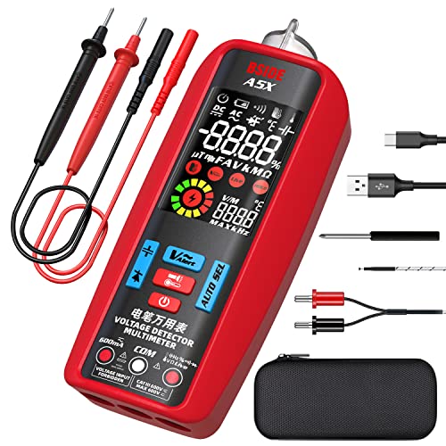 Bside Rechargeable Digital Multimeter Electrical Amp Ammeter Tester Smart Auto Range Voltmeter Vfd Capacitance Temperature Current Diode Duty Cycle Ohm Hz Continuity V-Alert Voltage Tester #TOP26