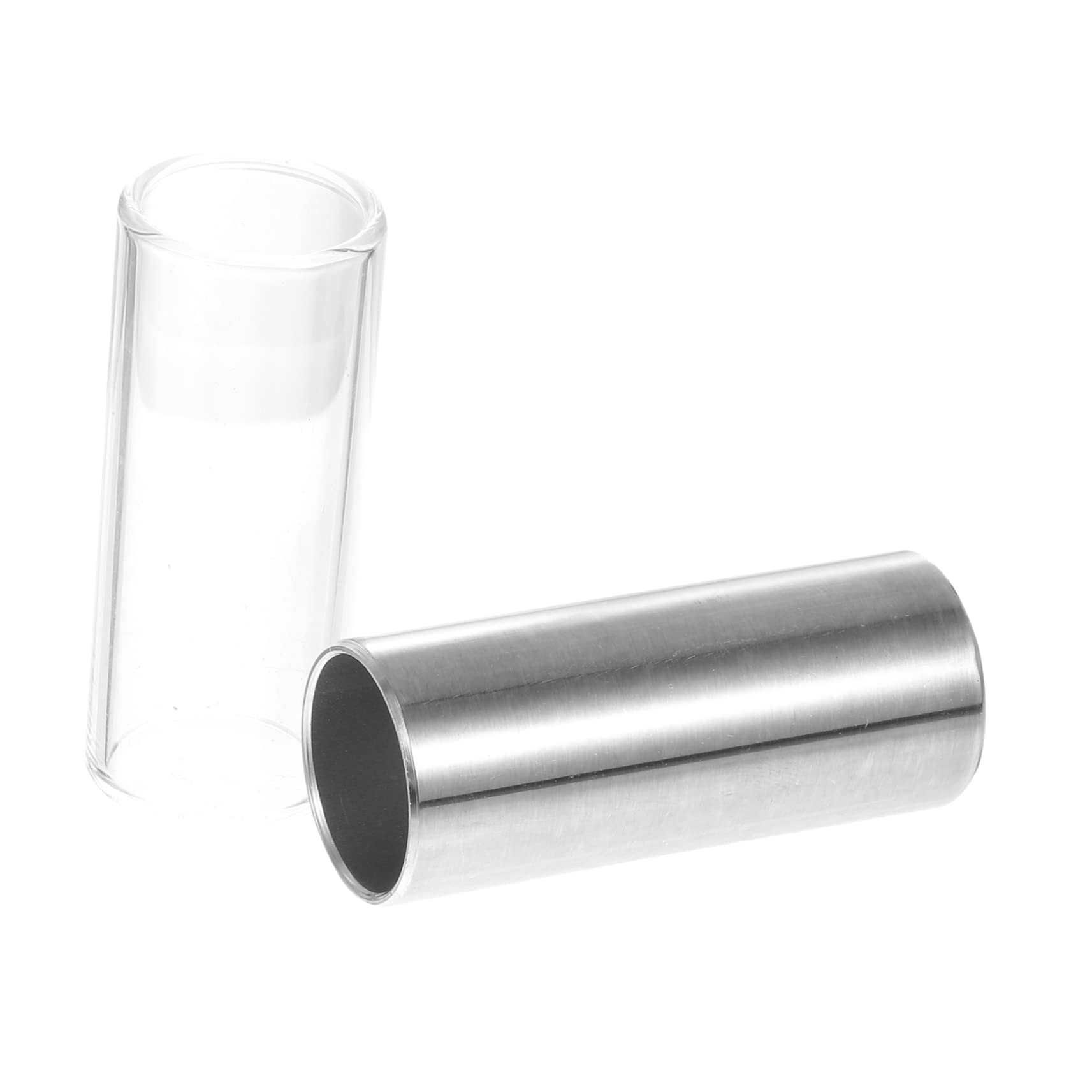 Generic Professional Guitar Slide Stick Set 2 Pcs 6cm Sturdy Stainless Steel Glass for Acoustic Electric Guitars