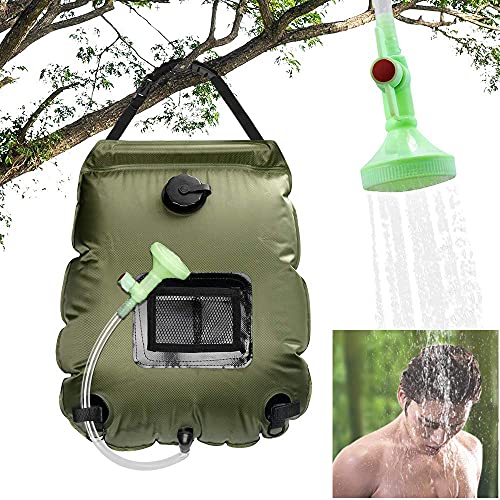 Enjylaif Solar Shower Bag, Camping Shower Bag For Outdoor Shower, 5Gal(20L) Portable Shower Camping Bag With Removable Hose And On-Off Switchable Shower Head, For Outdoor Traveling|Adventure(Green) #TOP6