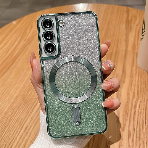 Coque paillettes dégradées pour Samsung S21 FE style estival vert menthe en terrasse