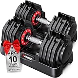 Rendpas Adjustable Dumbbells Set of 2, 1-Sec Adjustable Weights...