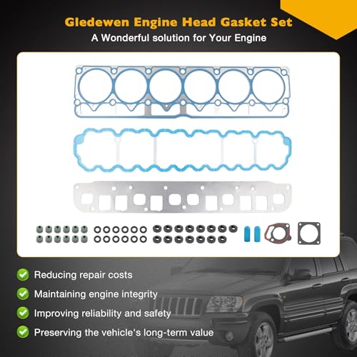 Image of Engine Cylinder Headgasket Set with Valve Cover Gasket, Compatible with 2000-2006 Jeep TJ Wrangler, 99-01 Jeep Cherokee, 99-04 Jeep Grand Cherokee, Replace# HS26211PT MS93094 VS50458R
