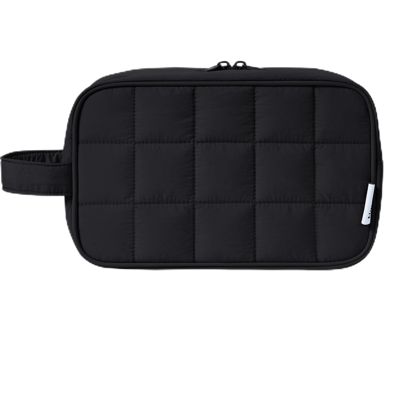 Narwey Travel Toiletry Bag for Women Girl, Travel Bags for Toiletries Traveling Women, Quilted Puffy Makeup Bag Cosmetic, Puffer Cute Make up Bags (Black)
