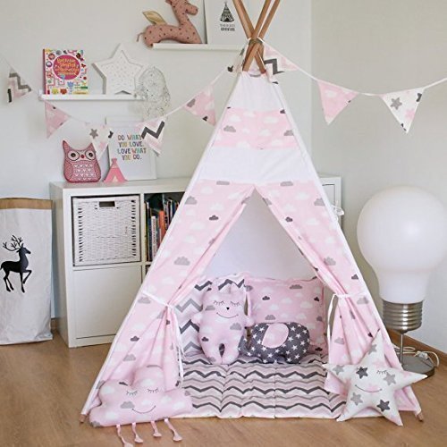 Kids Teepee Tent with 4 Poles,Play Tent,Kids Teepee