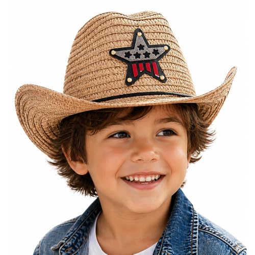 Image of VRITRAZ Kids Straw Hat for Baby Boys & Girls | Printed Summer Sun Hat, Woven Wide Brim Beach Cap, Lightweight Breathable Holiday Travel Picnic Outdoor Fancy Dress Fashion Hat for Children & Toddler