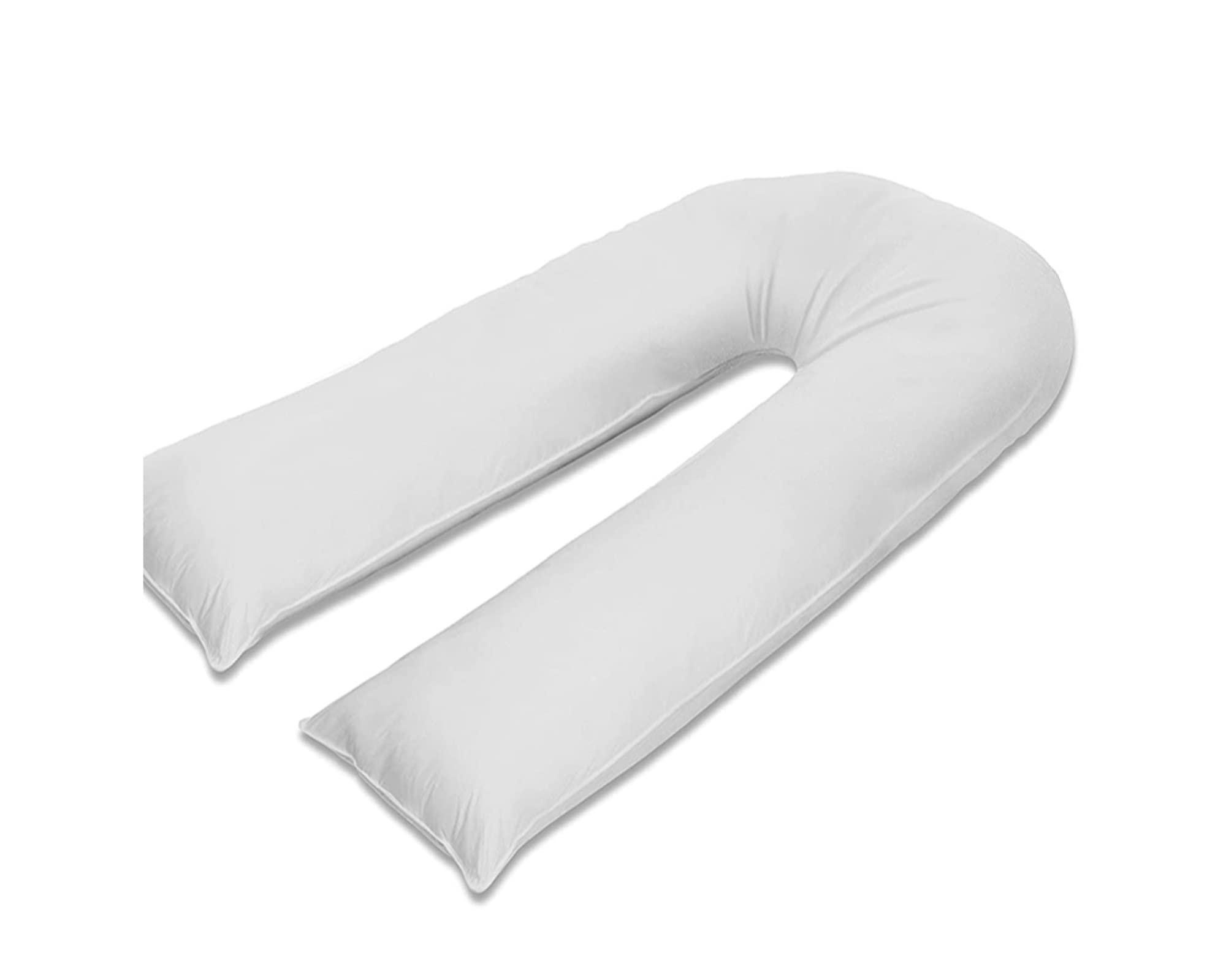 100% Pure Cotton Case 9ft Long Luxurious U-Shaped Pregnant Body Pillows Filled With Hollowfiber – Comfortable Sleeping Maternity Pillows For Back And Belly Support (White)