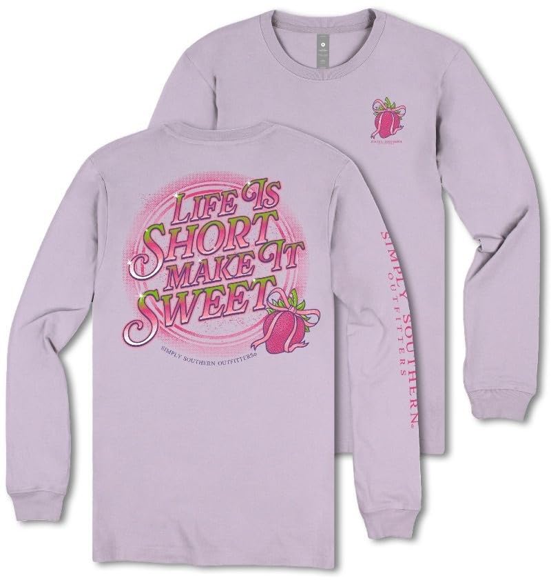 Simply Southern Life is Short, Make It Sweet - Strawberry - Bow - Youth Long Sleeve