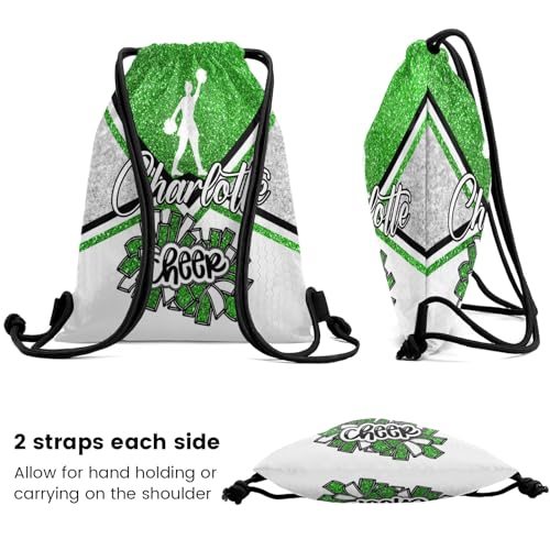 Cheerleaders Cheer Green Print Drawstring Bag Gym String Bag Sackpack Backpack for Women Men4
