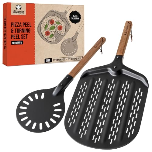 Chef Pomodoro Perforated Non-Stick Pizza Peel with Wood Handle