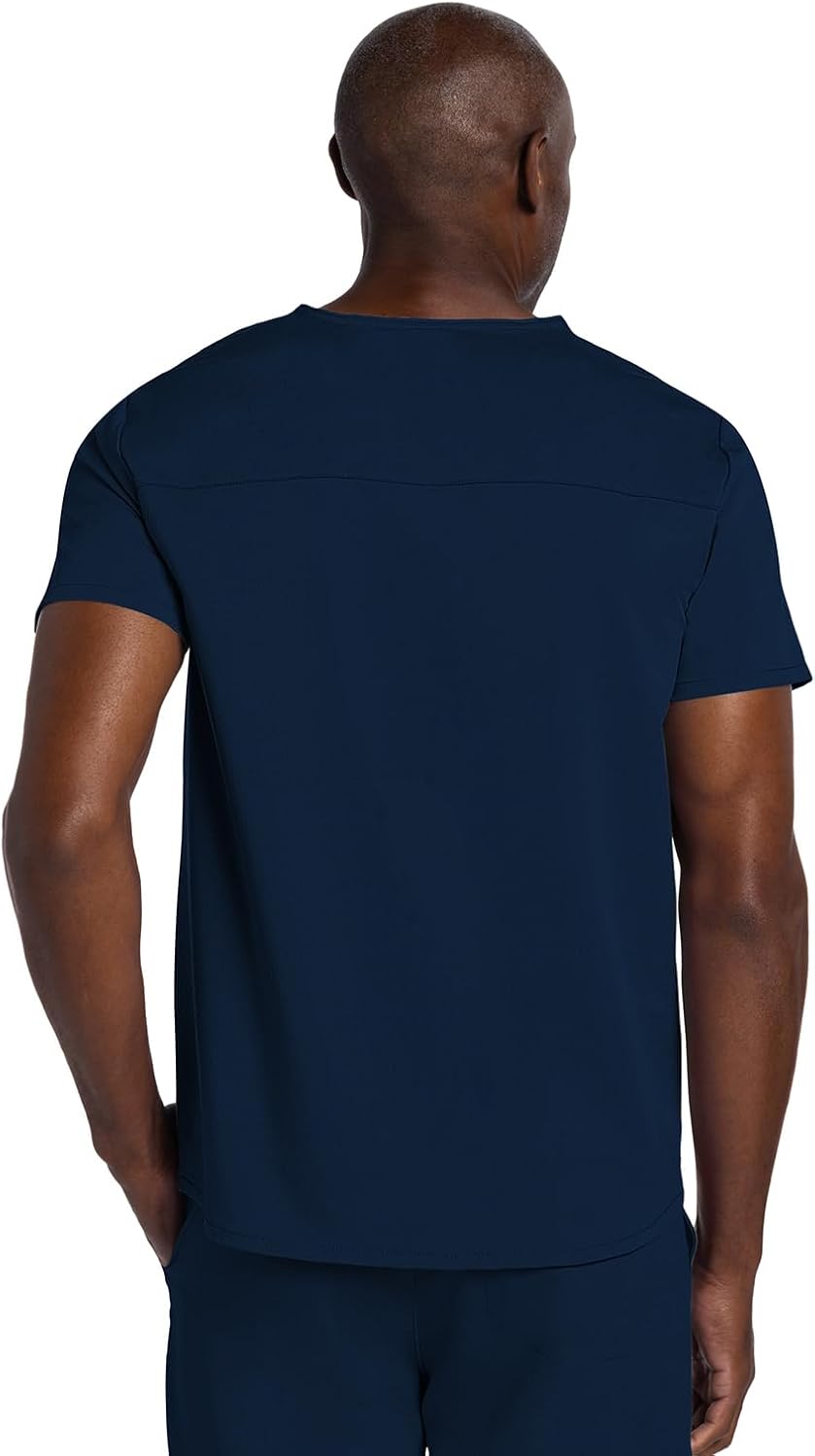 Cherokee Men's V-Neck Scrub Top with 3 Pockets, High-Low Rounded Hem, and Back Yoke Seam for Comfort - CK719A - Image 3
