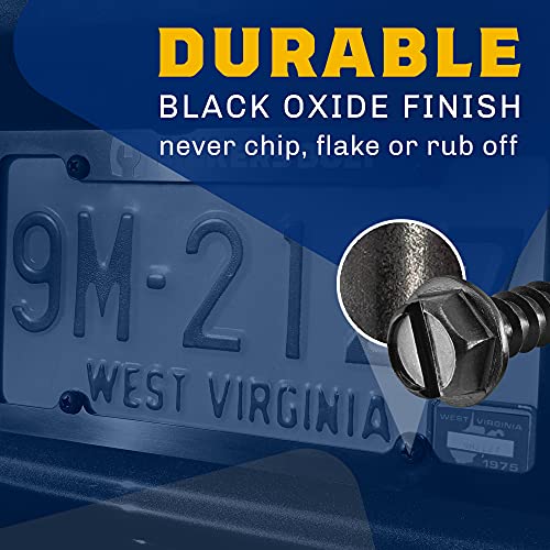 Black License Plate Screws, Rustproof 18-8 Stainless Steel, Black Oxide Finish Applied In The Usa By Makers Bolt (Pack Of 4) #TOP4
