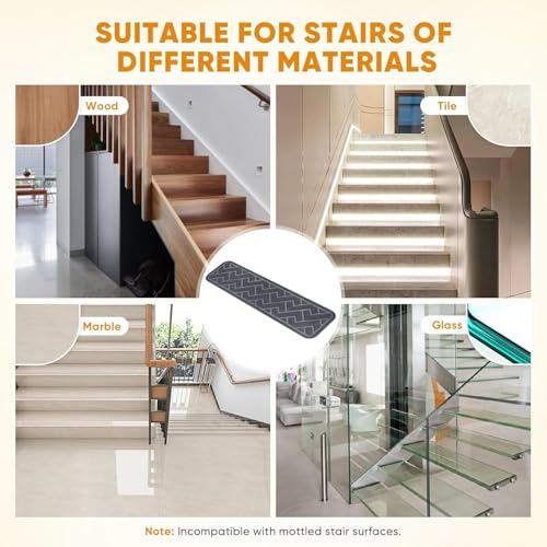 Dayacoco Carpet Stair Treads Non Slip for Wooden Steps, 20.3 x 76 cm (15-Pack) Carpet Stair Treads Made of Polyester and Reusable Adhesive, Stair Runner Rugs for Kids, Elders and Pets Gray - Image 7