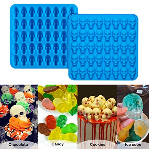 2Pcs Gummy Skull Candy Molds Silicone, Chocolate Gummy Molds With 1 Droppers Nonstick Food Grade Silicone For Candy, Jelly, Ice Cube (2Pcs) #TOP4