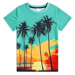 Funnycokid Boys Girls Shirts Graphic T-Shirt Neon Color Kids Novelty Short Sleeve 3D Animal Print Tees 4-16 Years