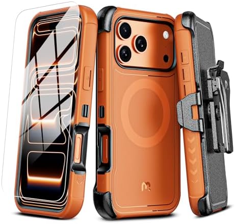 M MYBAT PRO for iPhone 17 Pro Max Case with Belt Clip Holster, Ma...