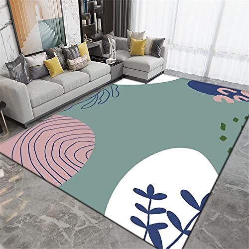 Tapis salon grand format bleu rectangulaire 120x180 facile d'entretien