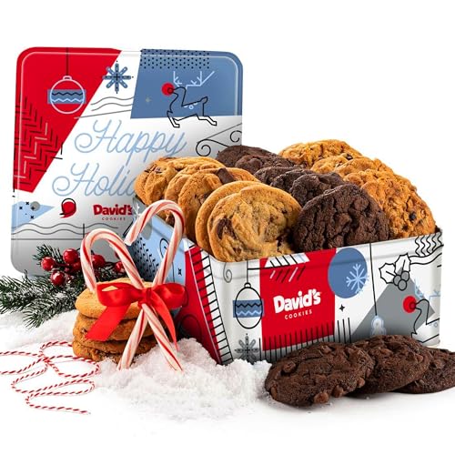 David’s Cookies Winter Wonderland Assorted Christmas Tin – Delicious Chocolate Chunk &...