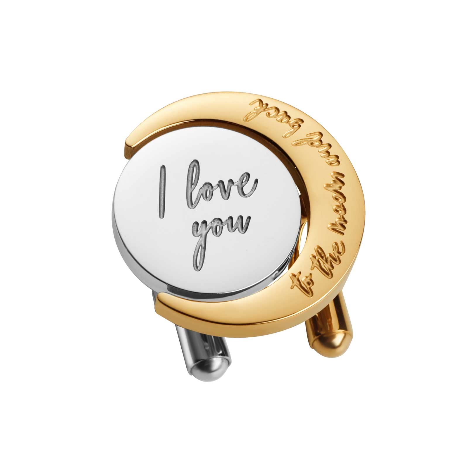 I Love You To The Moon And Back Cufflinks , Stainless Steel Cufflinks Gift-image-3