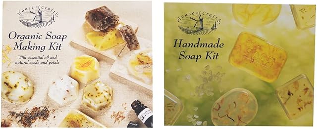 House HHJ500 of Crafts Organic Soap Making Kit & HC360 Handmade Soap Kit Home Crafting, DIY Hobby, Make Your Own Bars, Multi, Fragrance, Moulds and Petals