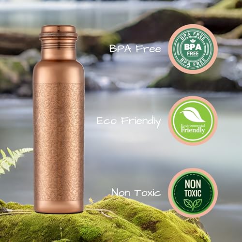 Image of Copper Water Bottle - 32 Oz - Handcrafted Ayurvedic Vessel