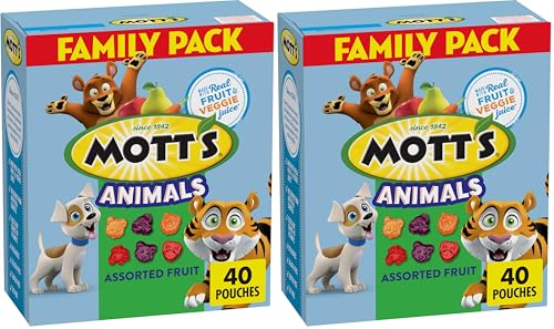 Mott's Fruit Flavored Snacks, Animals Assorted Fruit, Gluten Free, 40 ct (Pack of 2)