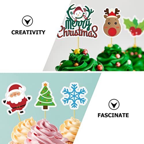 Hemoton 30 Pçs Topo de Bolo de Natal Decoração de Bolo Papai Noel Árvore Boneco de Neve Meia Doces T