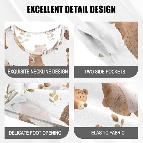 ALAZA Bear Leaf Animal Pajamas Short Sleeve 2 Piece Sleepwear Top and Bottom Pajama Set Unisex4