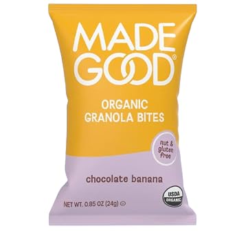 MadeGood Granola Minis Variety Pack 24 Pack Snack Bags Chocolate Chip, Strawberry & Chocolate Banana Allergy Friendly, Gluten Free Mini Granola Bites