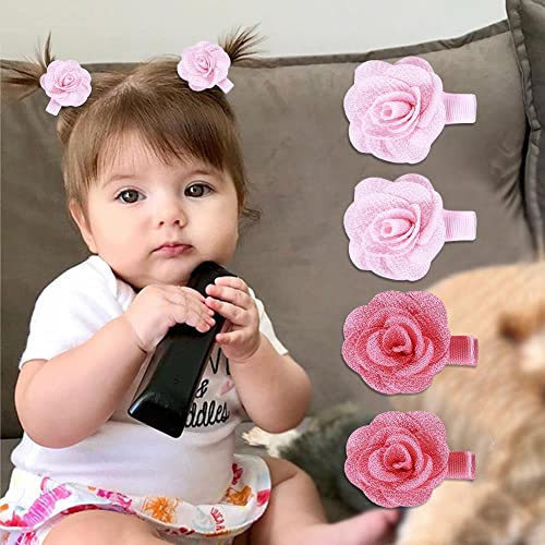 Horquillas de cocodrilo y accesorios de rosa para pelo de bebés 4