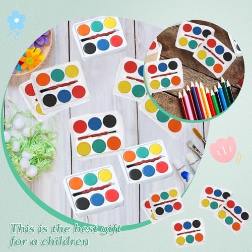 20 Stück Aquarellfarben-Set für Kinder, Bulk-Mini-Farbset, Abwaschbare Aquarellpalette, 6-Farben-Tablett mit Pinseln für Kunstparty, Kinderpreise, Geburtstagsfeier, Veranstaltungen und Zusammenkünfte