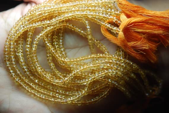 Citrine perles rondelles facettées 3.5mm AAA rang de 14 pouces