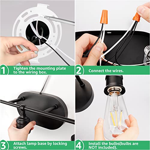 Maxvolador Bathroom Light Fixtures, 3-Light Black Vanity Light, Vintage Wall Sconce Lighting, Modern Wall Light Vanity Lights, Porch Wall Lamp For Mirror Kitchen, E26 Base, Globe Not Included #TOP6