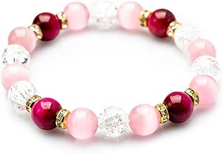 [京珠堂] 天然石 パワーストーン ブレスレット レディース 金運 恋愛運 厄除け キャッツアイ×クラック水晶×ピンクタイガーアイ10mm