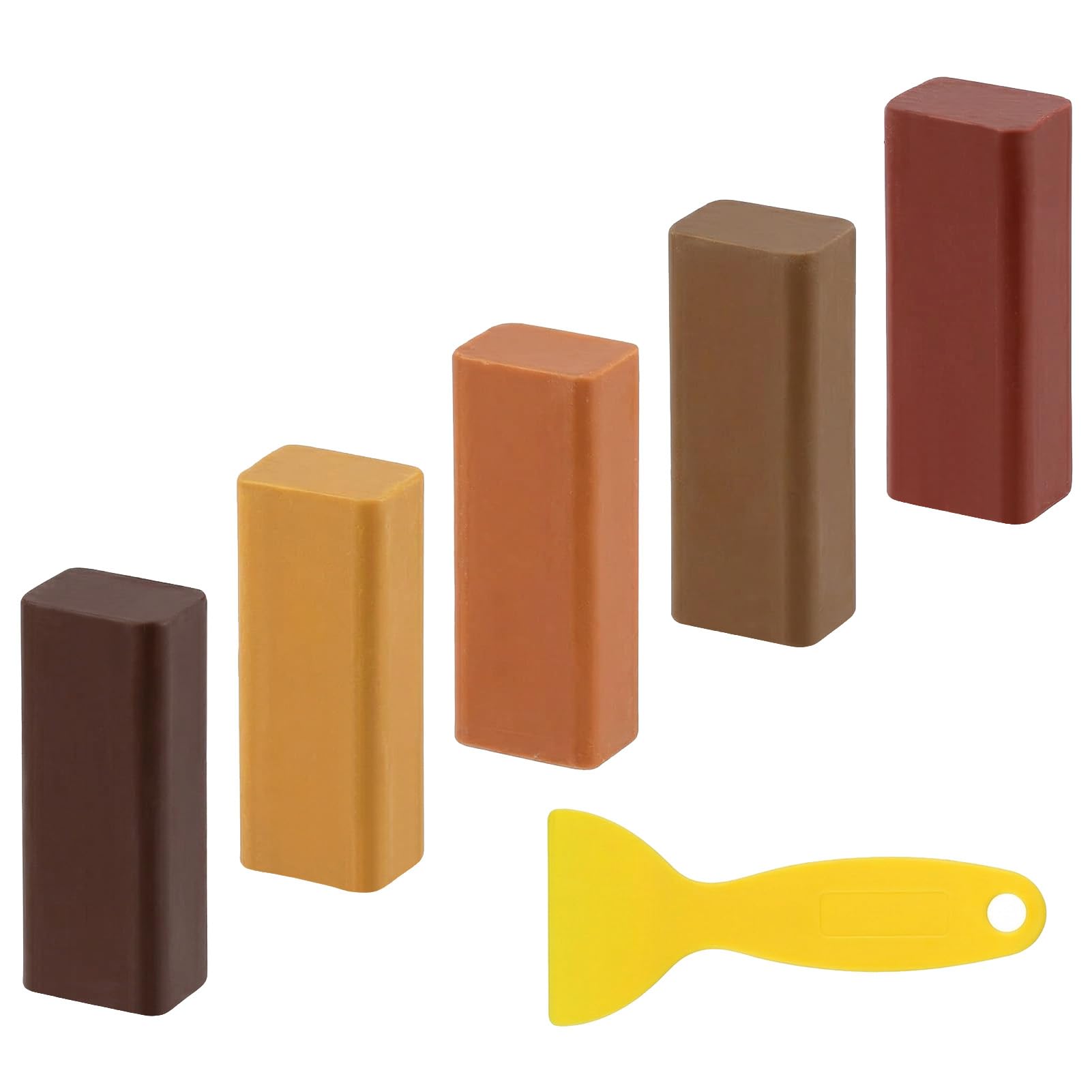 Wax Filler Wood Repair Sticks with Scraper, Furniture Repair Kit Walnut, Oak, Cherry, Walnut, and Mahogany Wood Filler Sticks for Floor Table Door Stains Scratches Holes, Blend to Colour Match(5PCS) โ image 1