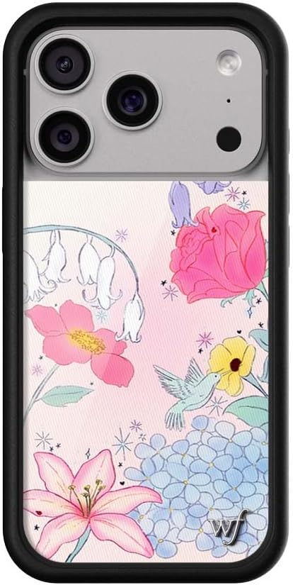 Wildflower Cases - Compatible with iPhone 17 Pro | Protective Black Bumper, 6.5ft Drop Test Certified, Women Owned Small Business | Pink Green Floral Aesthetic Trendy Cute | Bluebelle Dreams
