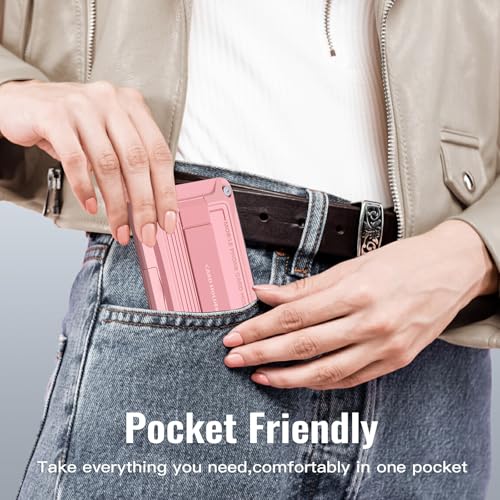 Cartera Magsafe rosa con bloqueo RFID y rastreador premium para iPhone 16 6