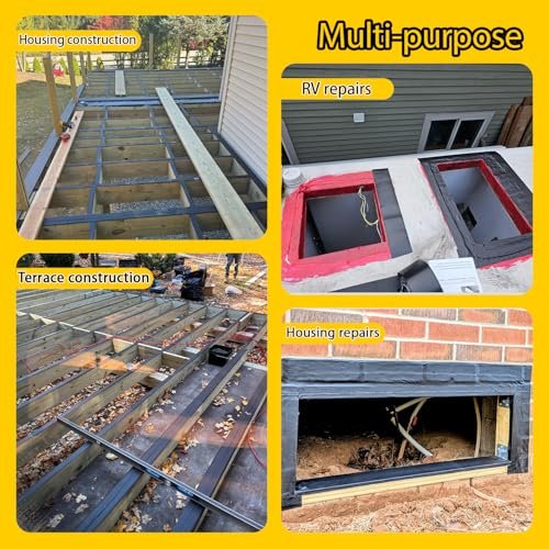 Image of Black Deck Joist Tape,2inx50ft,6-Pack,Joist Tape Decking,Decking Tape | Joist Deck Tape for Joist, Roofs Beams,RV,Doors, and Fences,Waterproof Butyl Joist Tapes,Anti-Corrosion,Weather-Resistan