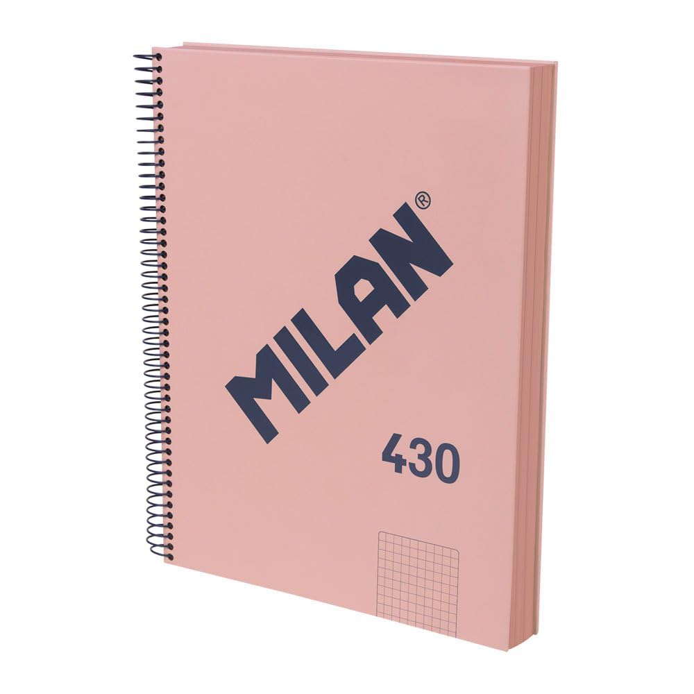 MILAN® A4 Hardcover Notebook - 5 x 5mm Squared Paper - 120 Sheets 95gsm - Rubber Collection 430 Pink