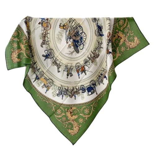 Women's Square Wool Blend Silk Scarf, 33 inches, Double Sides Printed,Luxury Scarf with Gift Box