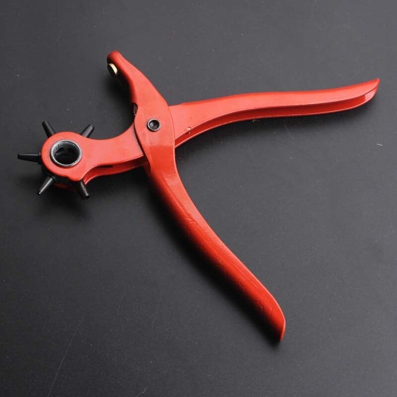 5 Hole Leather Belt Hole Punch Plier Leather Punchers Eyelet Puncher Revolve Sewing Machine Bag Setter Tool Pliers Tools - (Color: 1pcs)