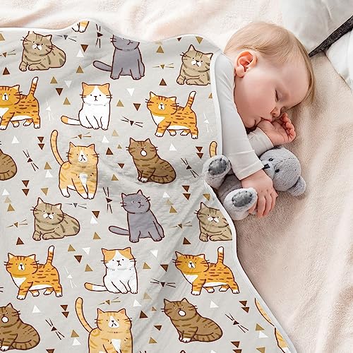 Image of vvfelixl Swaddle Blanket Cartoon Cat Cotton Blanket for Infants Receiving Blanket Lightweight Soft Swaddling Blanket for Crib, Stroller, Nursery Blankets, 30X40 in