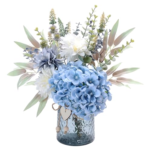 LUEUR Fake Flowers with Vase, Hydrangea Artificial...