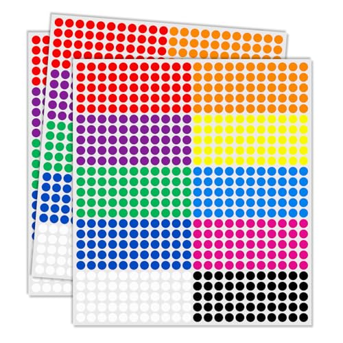 Ouzoustate 1/4" Small Colored Dot Stickers 2750 PCS Round Circle Stickers Tiny Mini Little Colored Coding Labels (Colorful)