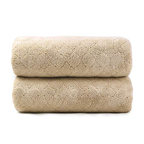 Image of JML Microfiber Bath Towels, Oversized, Ultra Soft, Super Absorbent and Fast Drying, No Fading Large Bathroom Towel Set for Sport, Travel, Fitness, SPA and Yoga (Coral Fleece - Camel, 30 in x 60 in)