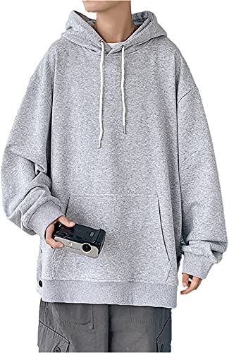 パーカー メンズ 冬 トップス 大きいサイズ 無地 メンズ 秋服 長袖 tシャツ スウェット カジュアル モード系 秋 冬 春Gray-M