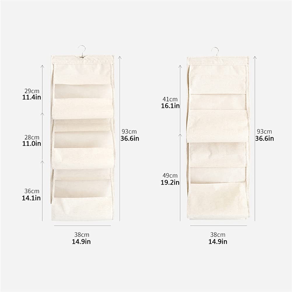 Accrocher Organiseur Organisateur Tissu de Linge de Maison Sac à Main Organisateur Sac à fourre-Tout Sac de Rangement Sac à Suspendre Sac à accrocher Sac de Rangement, Double Face 5 grilles