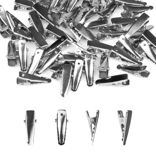 50 Piezas Pinzas de Metal Cocodrilo para Cabello, Clips Pequeños para Manualidades, Accesorios de Cabello, Suministros DIY, Color Plateado, 1 Pulgada