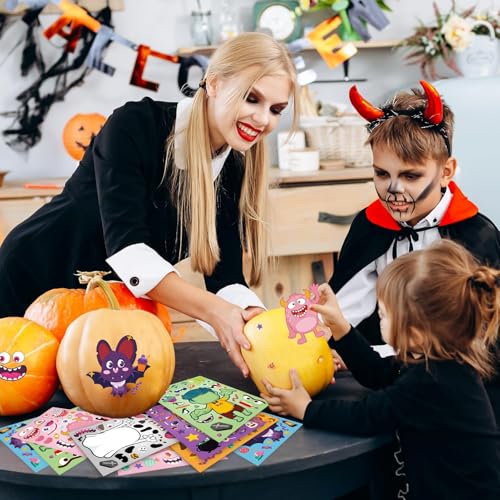 36 Sheets Halloween Pumpkin Craft Stickers Party Favors Make a Face Stickers Zombie Witch Vampire Ghost Bat Self Adhesive DIY Stickers for Halloween Kids Toddlers Classroom Treats Party Game Stickers - image 6