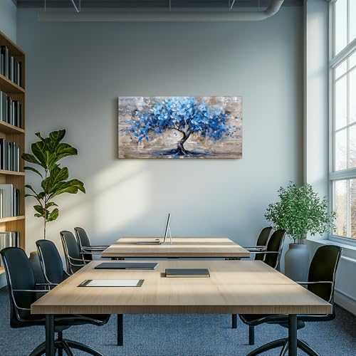SERIMINO Tree of Life Large Wall Art Prints, Blue Tree Abstract Canvas Art Wall Decor, Nature Plant Artwork for Walls, Modern Aesthetic House Decorations Living Room Bedroom Home Office 20"X40"